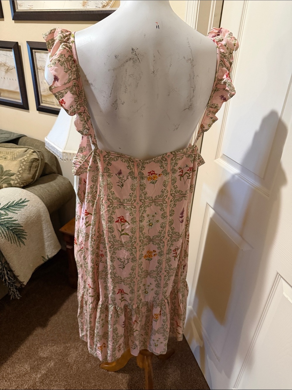 Agua Bendita Pink Floral Trellis Dress. NWT. Size 2X. Pockets - Picture 4 of 9